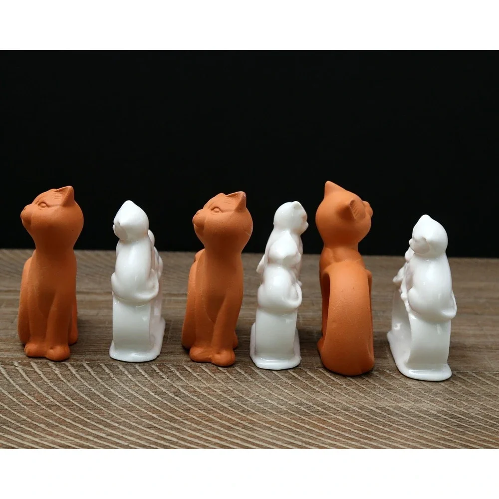 Vintage Cat Napkin Rings, Ceramic,‎ Set of 6